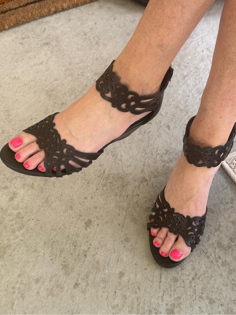 Isola Laser-Cut Ankle-Strap Sandals